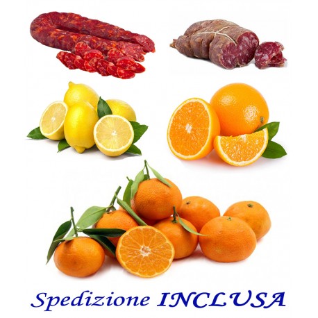 Box Mix Kg.8 di Agrumi di cui: CLEMENTINE, ARANCE e LIMONI + SALSICCIA e SOPPRESSATA CON TRASPORTO INCLUSO